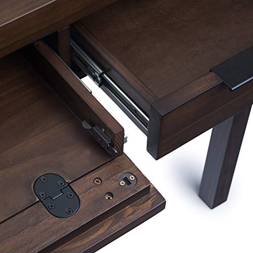 SIMPLIHOME Hollander SOLID WOOD Contemporary Modern 60 inch Wide Home Office Desk, Writing Table, Workstation, Study Table Furniture in Warm Walnut Brown with 2 Drawerss