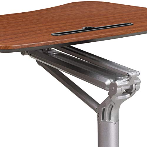 Flash Furniture Mobile Sit-Down, Stand-Up Mahogany Computer Ergonomic Desk with 28.25''W Top (Adjustable Range 29'' - 41'')