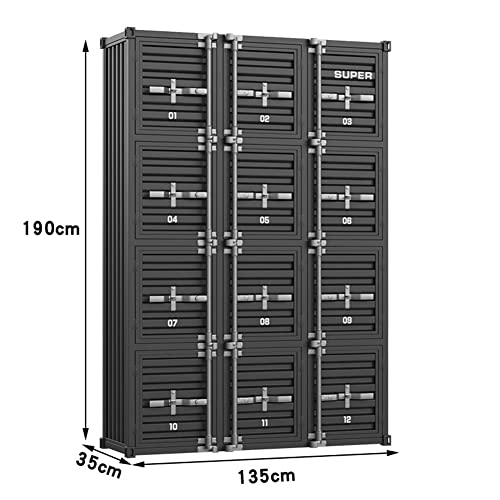 Black Industrial Retro Storage Cabinet with Door, Metal Locker Cabinet (12 Doors)