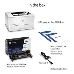 HP Laserjet Pro M404DW Wireless Monochrome Laser Printer with Duplex Printing, White (Renewed)
