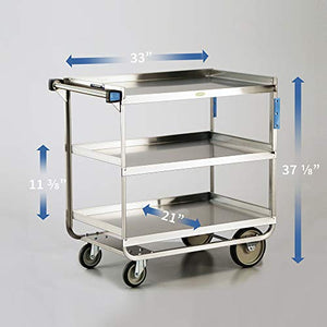 Lakeside Manufacturing 744 Utility Cart, Stainless Steel, 3 Shelves, 700 lb. Capacity