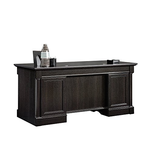 Sauder 420783 Bleeker Street Executive Desk, L: 65.12" x W: 29.53" x H: 29.61", Obsidian Oak finish