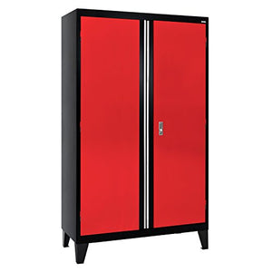 Sandusky Lee GF3F462472-019L Modular System Jumbo Storage Cabinet, 46" Width x 24" Diameter x 79" Height, Black/Red