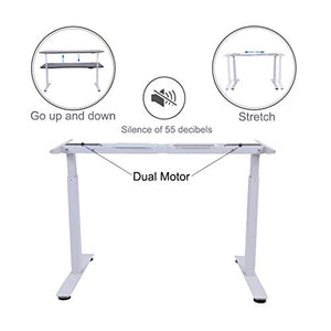 Sunon Electric Standing Desk Ergonomic Height Adjustable W/Dual Motor Stand UP Desk Frame Sit to Stand Desk Base for 47 to 71 inch Table Top (White)