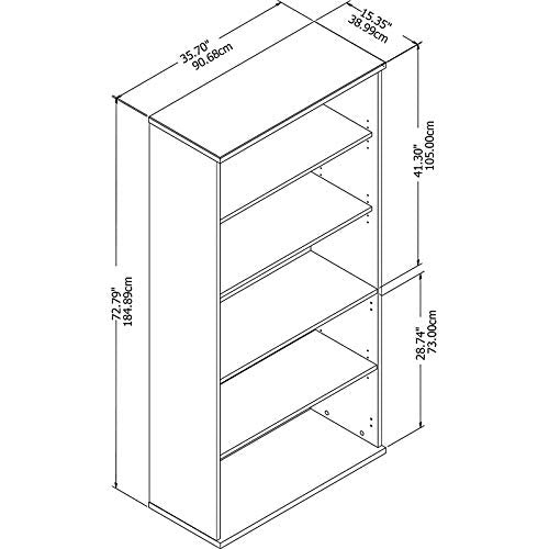 Home Square Platinum Gray 5 Shelf Engineered Wood Bookcase Set (Set of 2)