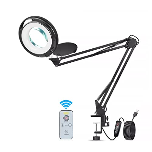Remote Control Desk Lamp Clip Lamp Magnifying Glass Clip Dimming Desk Lamp 3 Colors for Reading Tattoo Computer