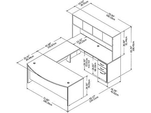 Bush Business Furniture Studio C U Shaped Desk with Hutch, Mobile File Cabinet - Platinum Gray, 72W x 36D