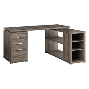 Monarch 60" Contemporary L Shaped Corner Computer Desk with Drawers, Dark Taupe (2 Pack)