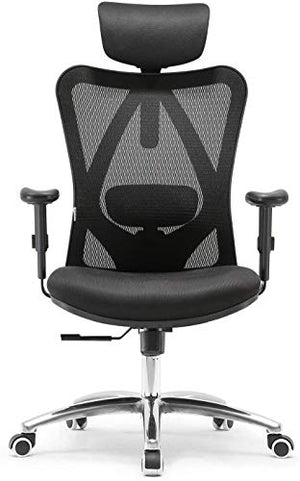 SIHOO Office Chair Ergonomic Office Chair, Breathable Mesh Design High Back Desk Chair with Adjustable Headrest and Lumbar Support (Black)