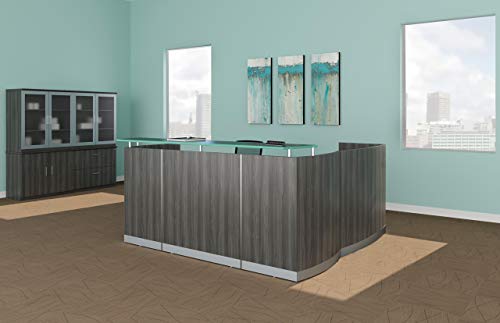 Mayline Medina Reception Station with Return, Gray