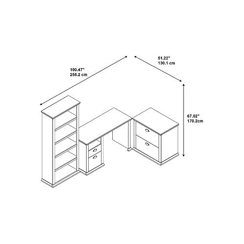 Yorktown Home Office Desk with Bookcase and Lateral File Cabinet