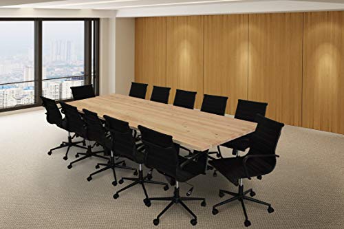 Solis Patio Suprema Conference Table Set, 13-Piece Mid Back Ribbed, Black