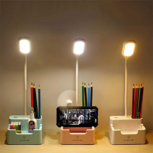 Rechargeable Desk Lamp Multi-Function LED Touch Control Portable Table Lamp - Eye-Caring Dimmable Desk Light for Dorm (OneColor)