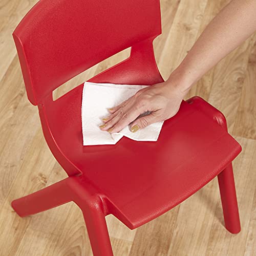 ECR4Kids 12 inch Plastic Stackable Classroom Chairs, Indoor/Outdoor Resin Stack Chairs for Kids, Red (10-Pack)