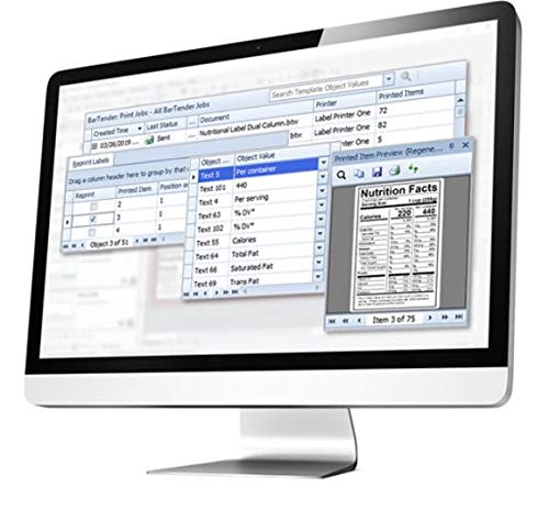 Bartender Software - 2021 Professional Edition (Application License + 1 Printer License + 1 Year of Standard Maintenance and Support)