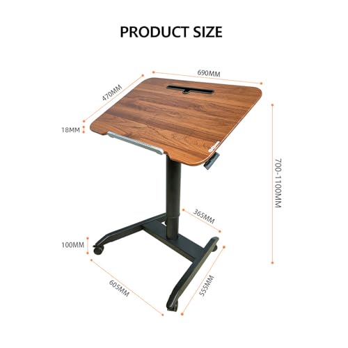 HGTRH Adjustable Height Standing Desk on Wheels - Rolling Cart for Laptop and Medical Office