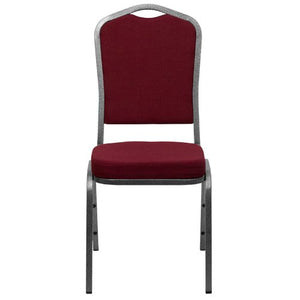 LIVING TRENDS Marvelius Crown Back Banquet Chair 10-Pack - Burgundy Fabric/Silver Vein Frame