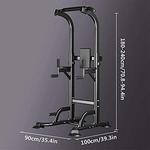 JYMBK Training Fitness Workout Station Power Tower Pull Up Bar with Elbow Support Height Adjustable Dip Stand Station for Home Gym Strength Training Workout Equipment