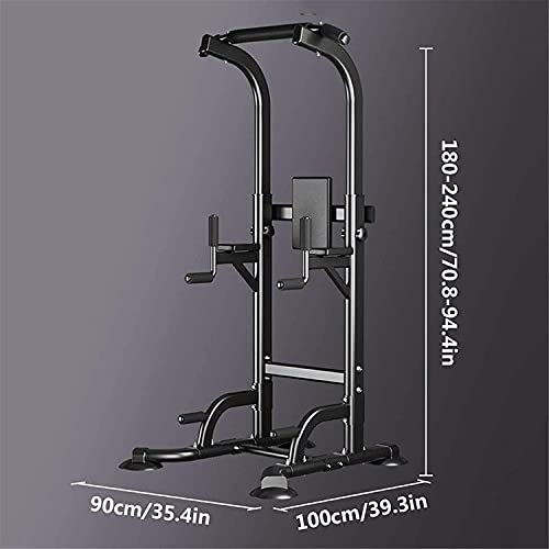JYMBK Training Fitness Workout Station Power Tower Pull Up Bar with Elbow Support Height Adjustable Dip Stand Station for Home Gym Strength Training Workout Equipment