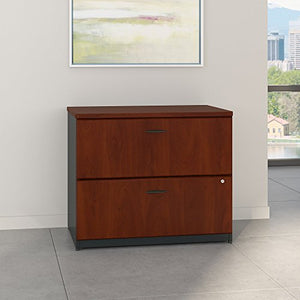 Bush Business Furniture Series A 36W Lateral File Cabinet in Hansen Cherry and Galaxy