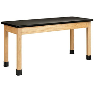 Diversified Woodcrafts Science Lab Table, Black Laminate Top, 60" x 24" x 30", Oak Wood Finish, USA Made