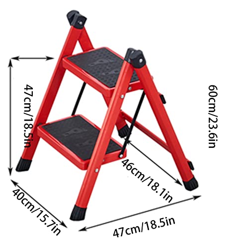 LUCEAE Folding Step Stool, 2 Steps, Sturdy Steel Ladder - Non-Slip Tread, Multi-Purpose Portable Organizer