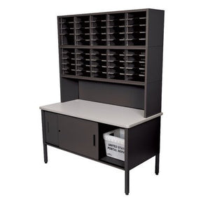 50 Adjustable Slot Literature Organizer with Riser and Cabinet Color: Black Textured Steel/Gray Laminate Surface