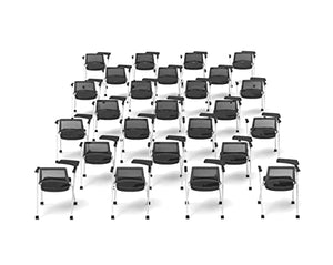 TEAMtime 25 Person Black Flip Table Student Chair Set Model 2060 - 25pc Compact Storage