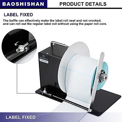 BAOSHISHAN Automatic Label Rewinder Rewinding Machine Label Width 140mm Core Holder 1/1.5/3 inch Roll Core Diameter 180mm 100-240V (with Regulator and Baffle)