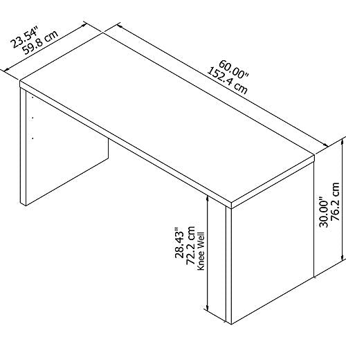 Bush Business Furniture Echo Collection 60W Credenza Table with Wire Management | Gray Sand Home Office Computer Desk
