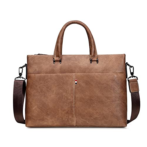 XZJJZ 1pcs Business Men's Briefcase Retro Men's Bag Large Capacity Laptop Bag Shoulder Bag (Color : C, Size : 28 * 7 * 39cm)