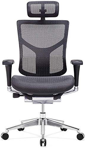 GM Seating Dreem Executive Office Chair with Seat Slide, Chrome - Black Mesh with Headrest