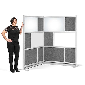 S Stand Up Desk Store Workflow Modular Wall Bundle | Expandable Office Partition System with Whiteboard, Acrylic & Sound Absorbent Panels | (2) 53in x 70in Walls