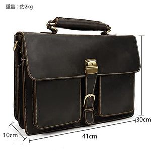 NMBBN 1pcs Retro Men's Large Capacity Briefcase Laptop Bag Messenger Bag Business Travel Bag (Color : A, Size : 41 * 10 * 30cm)