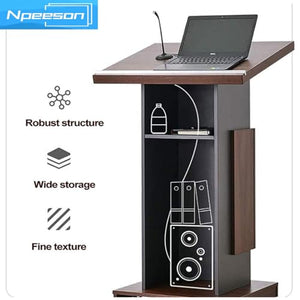 Npeeson Portable Podium Stand with Locking Wheels and Adjustable Microphone Stand