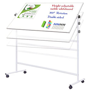 Aplusboards Large Mobile Whiteboard 70x38, Height Adjust Double Sided Magnetic Dry Erase Board, 360 Rolling White Board with Stands on Wheels for Home Office School Gym, Portable Easel Easy Assembly