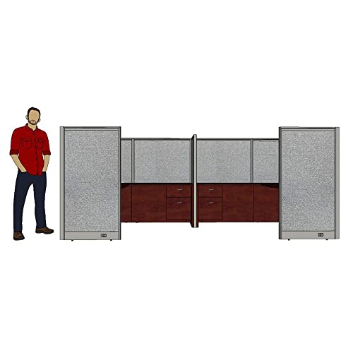 G GOF 2 Person Separate Workstation Cubicle (6'D x 12'W x 4'H) - Office Partition & Room Divider