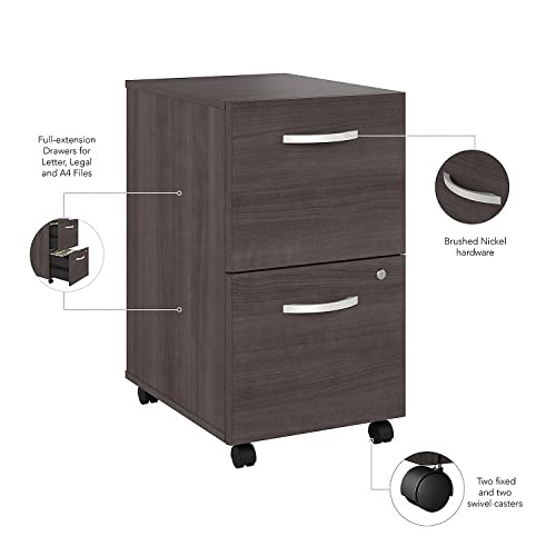 Bush Business Furniture Studio A 2-Drawer Mobile File Cabinet, Locking, Letter/Legal, Storm Gray, 20-inch