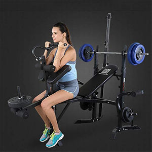 HTNBO Standard Weight Bench with Leg Developer Multifunctional Workout Station for Home Gym Weightlifting and Strength Training