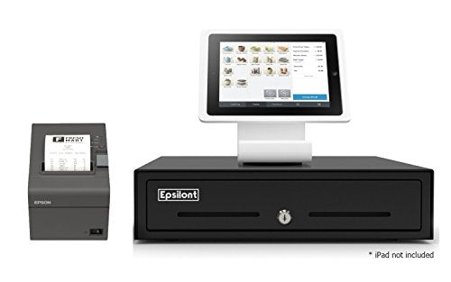 SQUARE POS REGISTER HARDWARE KIT- Stand for iPad 6 2018, 5 2017, iPad Pro 9.7", iPad Air 2 and iPad Air - A-SKU-0274, USB Direct Thermal Printer and Epsilont Cash Drawer (Black)