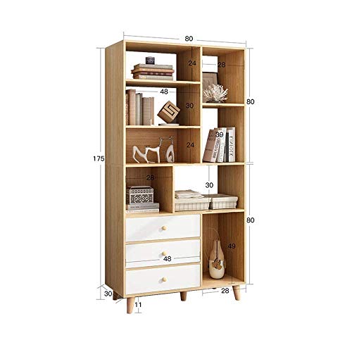 5 Tier Vintage Bookcase Display Rack with 3 Drawers - Black (175X80X30Cm)
