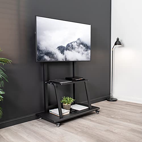 VIVO Heavy Duty Mobile TV Cart for 42-100 inch Screens up to 330 lbs, Black - STAND-TV100C