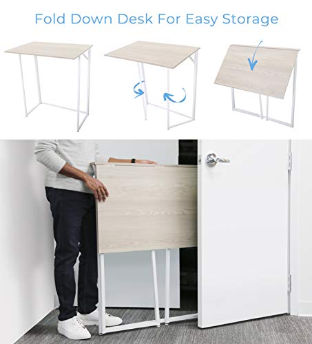 Joy Folding Standing Desk by Stand Steady | Compact Stand Up Desk for Home Office | Space-Saving Foldable Workstation with Modern Wood Print | Easy Assembly (Maple / 35 in x 23 in)