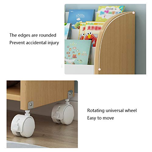 Zenglingliang Children's Adjustable Desktop Bookshelf with Wheel Casters - Yellow