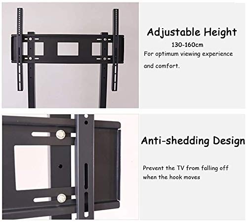 TV Rack Furniture Heavy Duty Mobile TV Stand Fits 40-80” Screens, Adjustable Trolley with Wheels & 2 Shelves