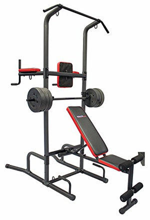 Health Gear CFT2.0 Functional Fitness Gym Style Training Power Tower & Adjustable Workout Bench System for Pull Ups and Dips