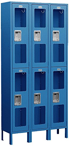 Salsbury Industries S-62362BL-U Double Tier 36-Inch Wide 6-Feet High 12-Inch Deep Unassembled See Through Metal Locker, Blue