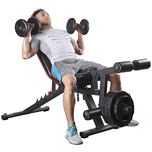 HARISON Weight Bench Adjustable with Preacher Pad and Leg Extension Full Body Workout Incline Decline Exercise Workout Bench for Home Strength Workout (Updated Version)