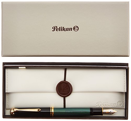 PELIKAN Souveran Fountain Pen, Extra Fine, Black/Green (980003)