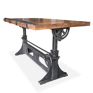 Industrial Adjustable Crank Drafting Desk - Tilt Top - Cast Iron Base 70"